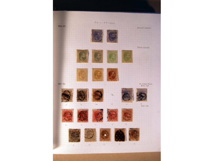 1854/98, Kuba, Philippinen und Puerto Rico, ungebrauchte und gestempelte Sammlung, teils mehrfach bzw. nach Farbennuancen mit