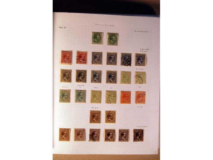 1854/98, Kuba, Philippinen und Puerto Rico, ungebrauchte und gestempelte Sammlung, teils mehrfach bzw. nach Farbennuancen mit