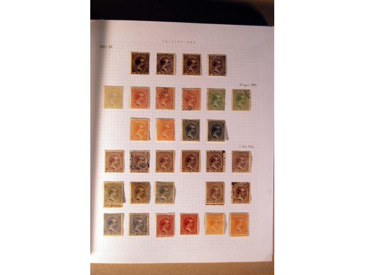 1854/98, Kuba, Philippinen und Puerto Rico, ungebrauchte und gestempelte Sammlung, teils mehrfach bzw. nach Farbennuancen mit
