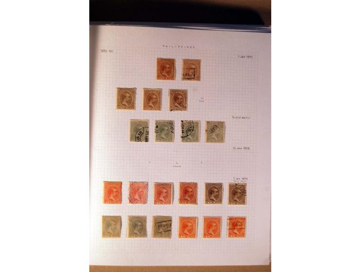 1854/98, Kuba, Philippinen und Puerto Rico, ungebrauchte und gestempelte Sammlung, teils mehrfach bzw. nach Farbennuancen mit