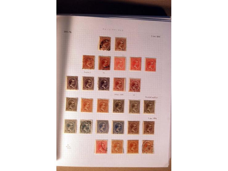 1854/98, Kuba, Philippinen und Puerto Rico, ungebrauchte und gestempelte Sammlung, teils mehrfach bzw. nach Farbennuancen mit