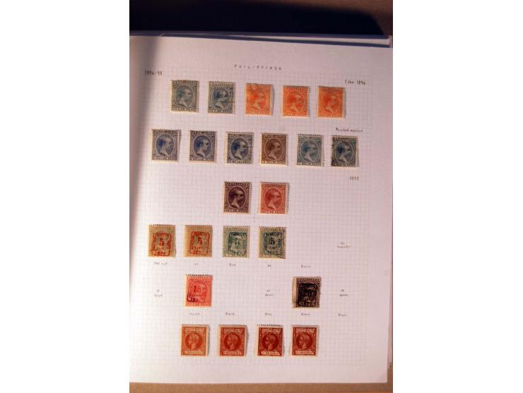 1854/98, Kuba, Philippinen und Puerto Rico, ungebrauchte und gestempelte Sammlung, teils mehrfach bzw. nach Farbennuancen mit