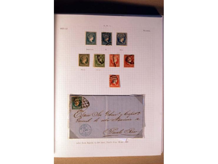 1854/98, Kuba, Philippinen und Puerto Rico, ungebrauchte und gestempelte Sammlung, teils mehrfach bzw. nach Farbennuancen mit