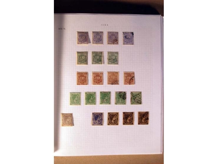 1854/98, Kuba, Philippinen und Puerto Rico, ungebrauchte und gestempelte Sammlung, teils mehrfach bzw. nach Farbennuancen mit