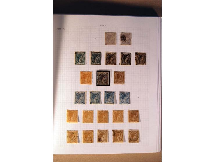1854/98, Kuba, Philippinen und Puerto Rico, ungebrauchte und gestempelte Sammlung, teils mehrfach bzw. nach Farbennuancen mit