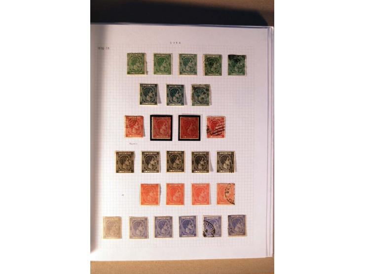1854/98, Kuba, Philippinen und Puerto Rico, ungebrauchte und gestempelte Sammlung, teils mehrfach bzw. nach Farbennuancen mit