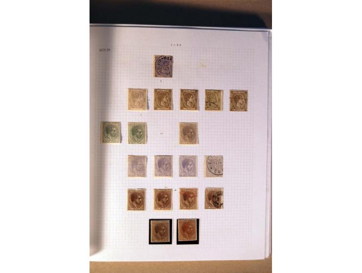 1854/98, Kuba, Philippinen und Puerto Rico, ungebrauchte und gestempelte Sammlung, teils mehrfach bzw. nach Farbennuancen mit
