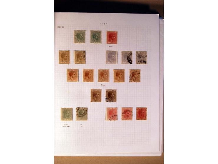 1854/98, Kuba, Philippinen und Puerto Rico, ungebrauchte und gestempelte Sammlung, teils mehrfach bzw. nach Farbennuancen mit