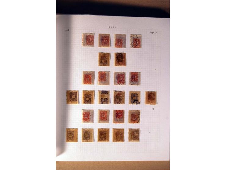 1854/98, Kuba, Philippinen und Puerto Rico, ungebrauchte und gestempelte Sammlung, teils mehrfach bzw. nach Farbennuancen mit
