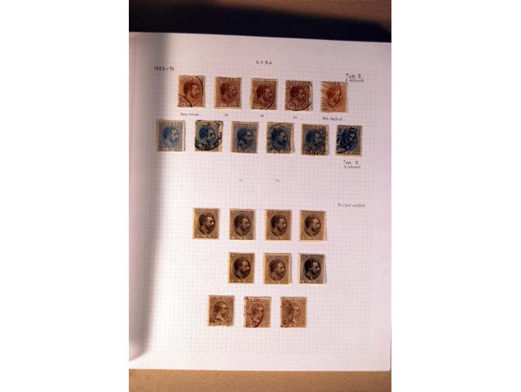1854/98, Kuba, Philippinen und Puerto Rico, ungebrauchte und gestempelte Sammlung, teils mehrfach bzw. nach Farbennuancen mit