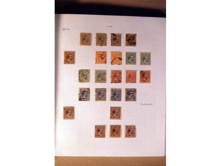 1854/98, Kuba, Philippinen und Puerto Rico, ungebrauchte und gestempelte Sammlung, teils mehrfach bzw. nach Farbennuancen mit