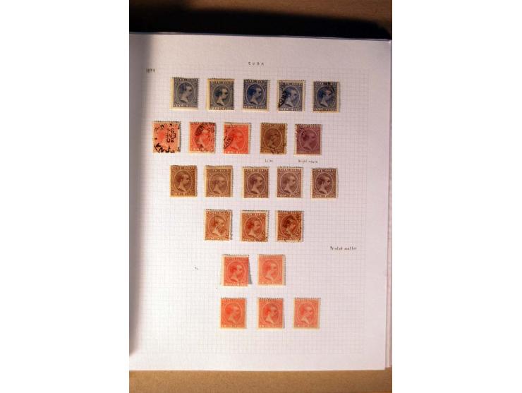 1854/98, Kuba, Philippinen und Puerto Rico, ungebrauchte und gestempelte Sammlung, teils mehrfach bzw. nach Farbennuancen mit
