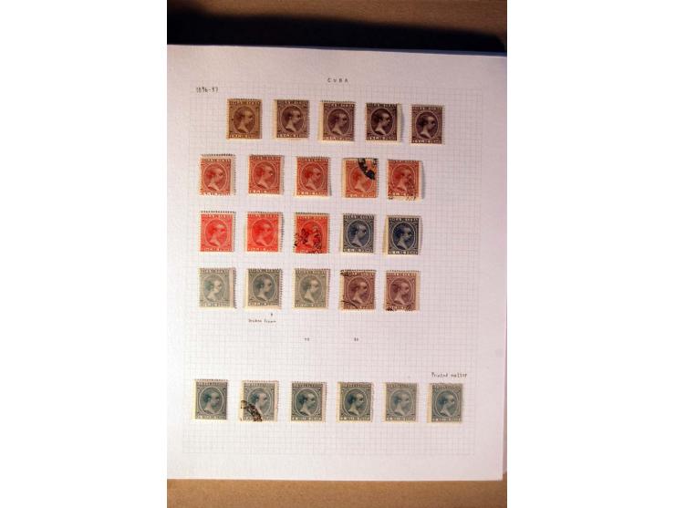 1854/98, Kuba, Philippinen und Puerto Rico, ungebrauchte und gestempelte Sammlung, teils mehrfach bzw. nach Farbennuancen mit