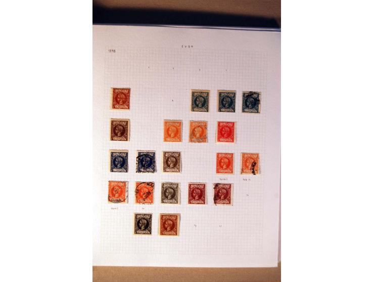 1854/98, Kuba, Philippinen und Puerto Rico, ungebrauchte und gestempelte Sammlung, teils mehrfach bzw. nach Farbennuancen mit