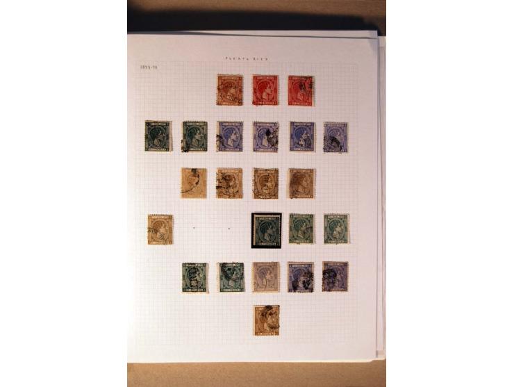 1854/98, Kuba, Philippinen und Puerto Rico, ungebrauchte und gestempelte Sammlung, teils mehrfach bzw. nach Farbennuancen mit