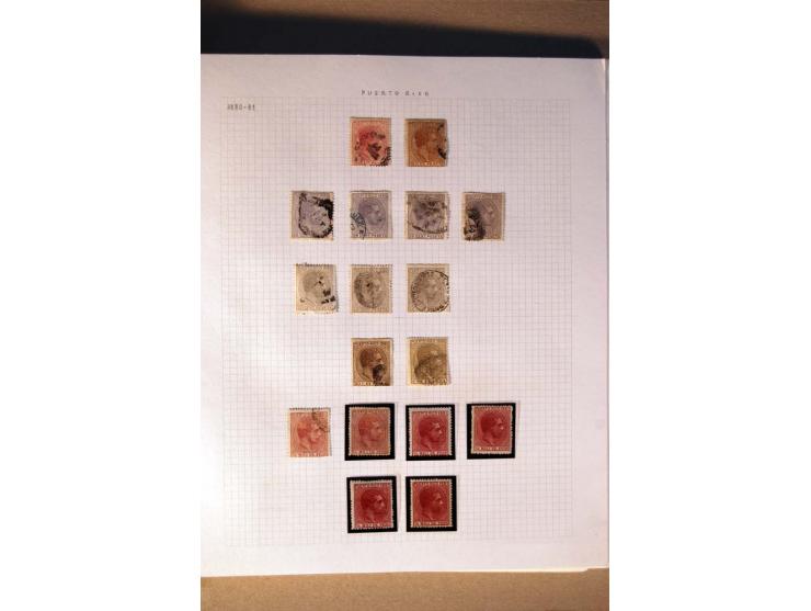 1854/98, Kuba, Philippinen und Puerto Rico, ungebrauchte und gestempelte Sammlung, teils mehrfach bzw. nach Farbennuancen mit