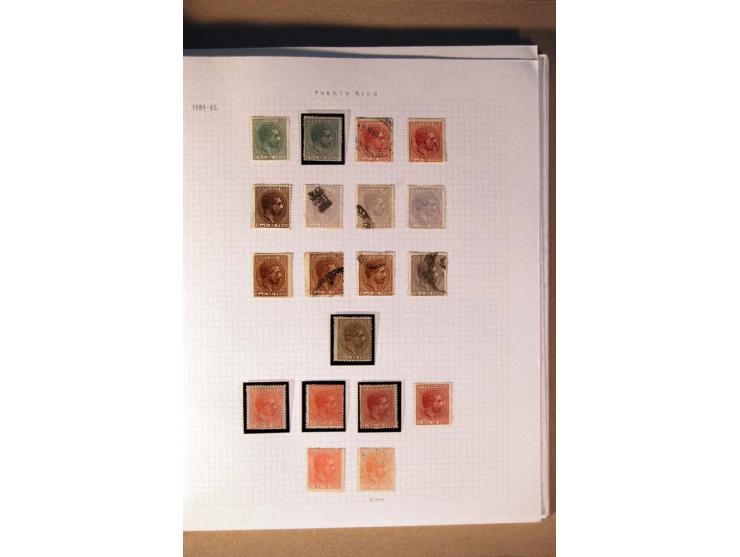 1854/98, Kuba, Philippinen und Puerto Rico, ungebrauchte und gestempelte Sammlung, teils mehrfach bzw. nach Farbennuancen mit