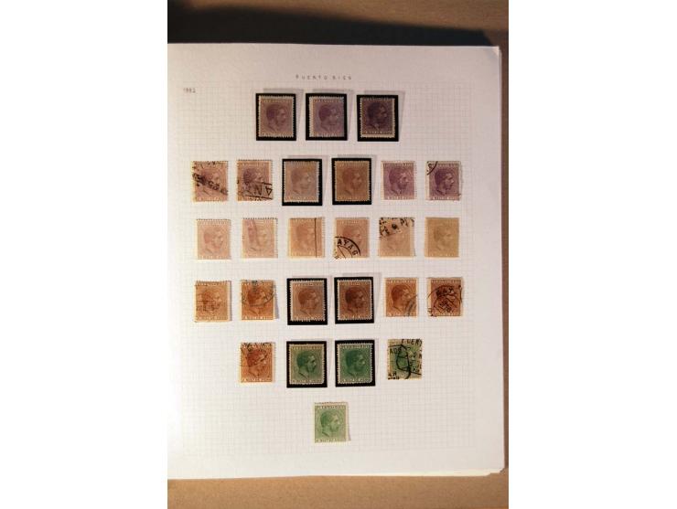 1854/98, Kuba, Philippinen und Puerto Rico, ungebrauchte und gestempelte Sammlung, teils mehrfach bzw. nach Farbennuancen mit