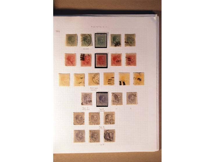 1854/98, Kuba, Philippinen und Puerto Rico, ungebrauchte und gestempelte Sammlung, teils mehrfach bzw. nach Farbennuancen mit