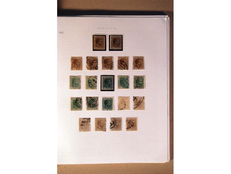 1854/98, Kuba, Philippinen und Puerto Rico, ungebrauchte und gestempelte Sammlung, teils mehrfach bzw. nach Farbennuancen mit