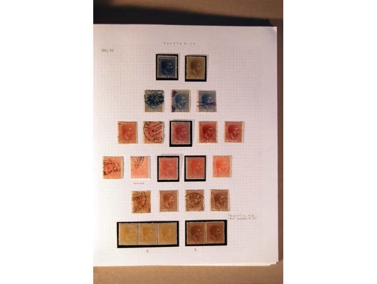 1854/98, Kuba, Philippinen und Puerto Rico, ungebrauchte und gestempelte Sammlung, teils mehrfach bzw. nach Farbennuancen mit