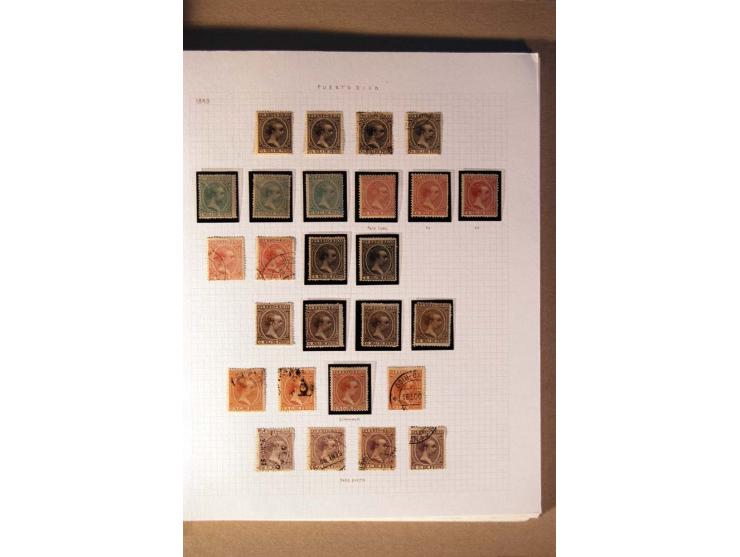 1854/98, Kuba, Philippinen und Puerto Rico, ungebrauchte und gestempelte Sammlung, teils mehrfach bzw. nach Farbennuancen mit