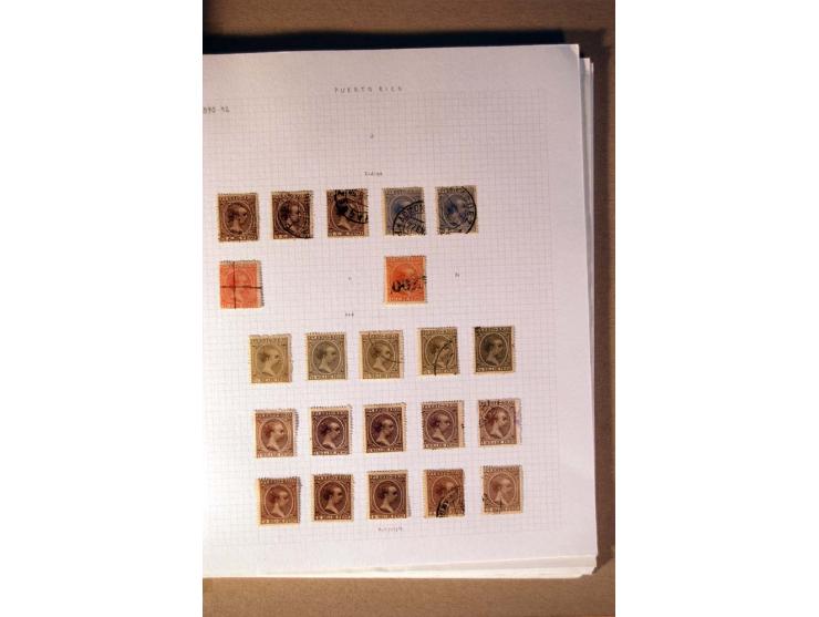 1854/98, Kuba, Philippinen und Puerto Rico, ungebrauchte und gestempelte Sammlung, teils mehrfach bzw. nach Farbennuancen mit