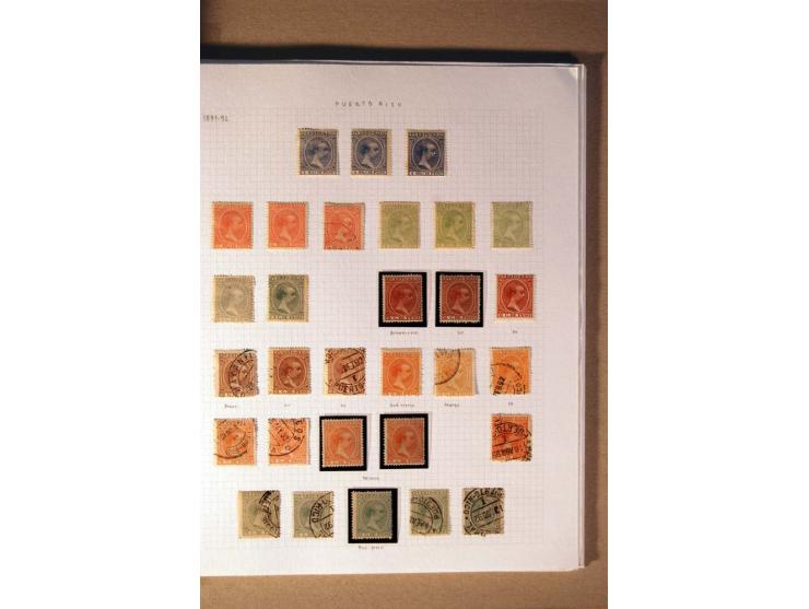 1854/98, Kuba, Philippinen und Puerto Rico, ungebrauchte und gestempelte Sammlung, teils mehrfach bzw. nach Farbennuancen mit