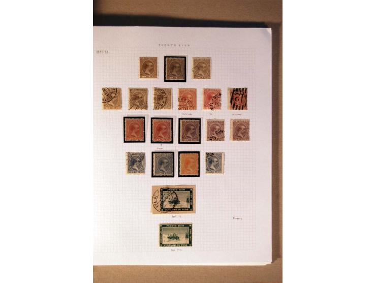 1854/98, Kuba, Philippinen und Puerto Rico, ungebrauchte und gestempelte Sammlung, teils mehrfach bzw. nach Farbennuancen mit