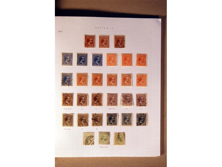 1854/98, Kuba, Philippinen und Puerto Rico, ungebrauchte und gestempelte Sammlung, teils mehrfach bzw. nach Farbennuancen mit
