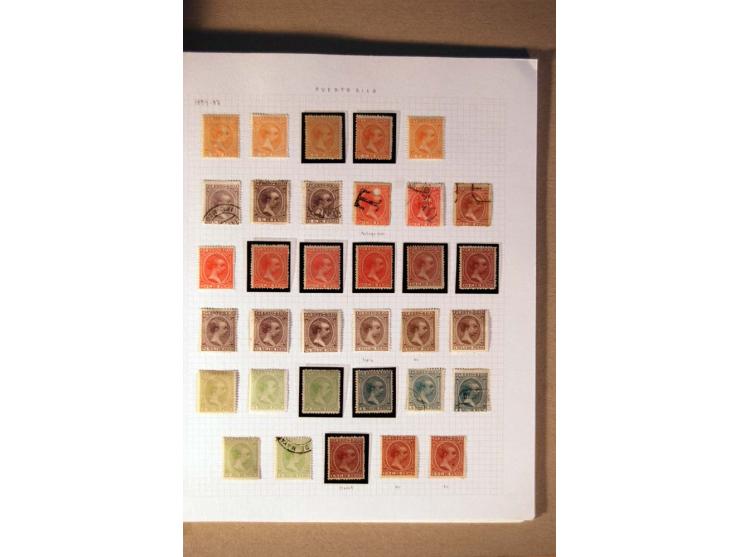 1854/98, Kuba, Philippinen und Puerto Rico, ungebrauchte und gestempelte Sammlung, teils mehrfach bzw. nach Farbennuancen mit