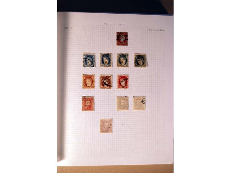 1854/98, Kuba, Philippinen und Puerto Rico, ungebrauchte und gestempelte Sammlung, teils mehrfach bzw. nach Farbennuancen mit
