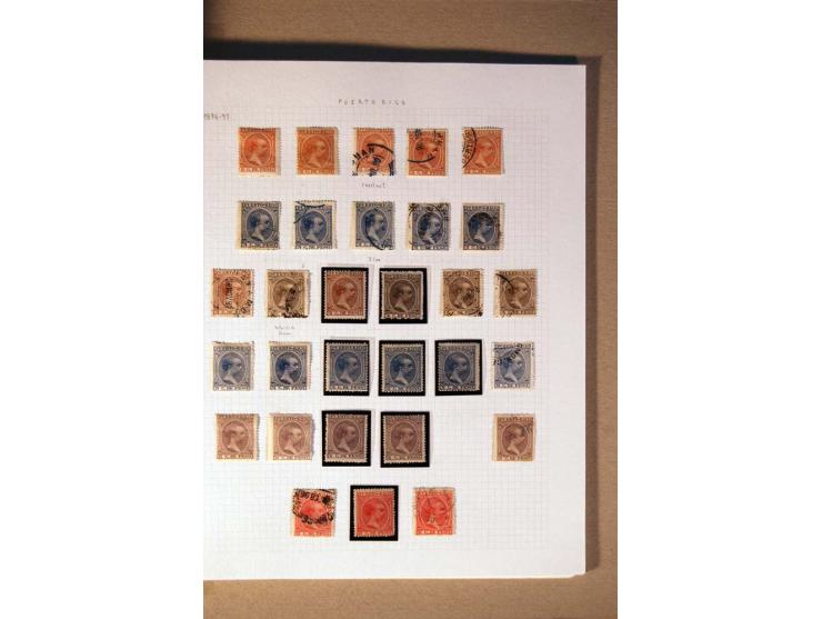 1854/98, Kuba, Philippinen und Puerto Rico, ungebrauchte und gestempelte Sammlung, teils mehrfach bzw. nach Farbennuancen mit