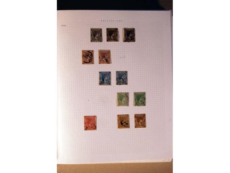 1854/98, Kuba, Philippinen und Puerto Rico, ungebrauchte und gestempelte Sammlung, teils mehrfach bzw. nach Farbennuancen mit