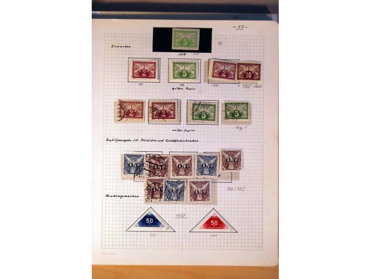 1850/1938 (ca.), Sammlung ungebraucht, postfrisch und gestempelt mit vielen Briefen, Karten und Ganzsachen ab KuK-Zeit, dabei