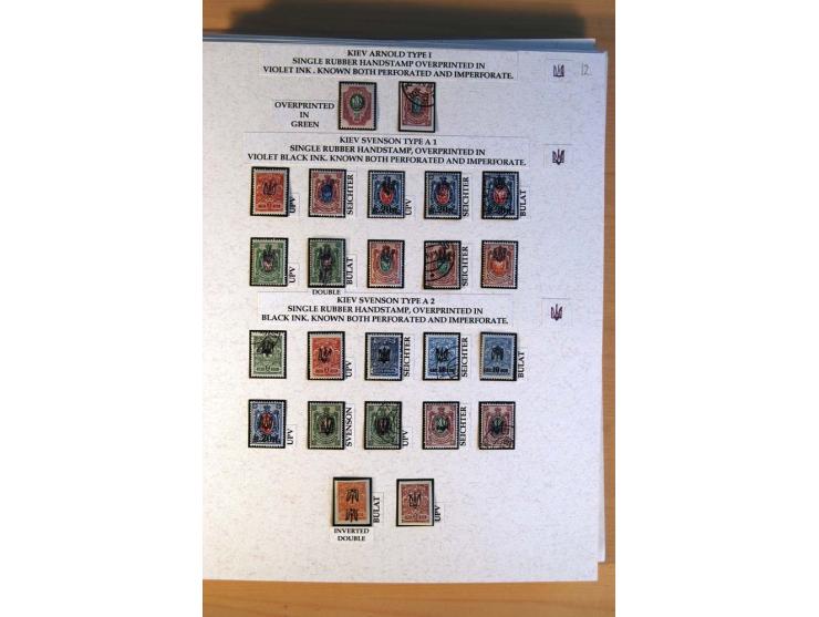 KIEW: ungebrauchte und gestempelte Sammlung mit Aufdrucken I - III inklusive Typen, Ministerialaufdrucke, Lokalausgaben von B