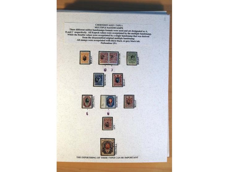 KIEW: ungebrauchte und gestempelte Sammlung mit Aufdrucken I - III inklusive Typen, Ministerialaufdrucke, Lokalausgaben von B