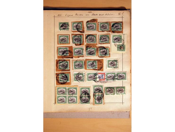 1915/20, Stempelsammlung der Mandatszeit mit einigen hundert Briefstücken und auch losen Marken, dabei viele bessere Stempel 