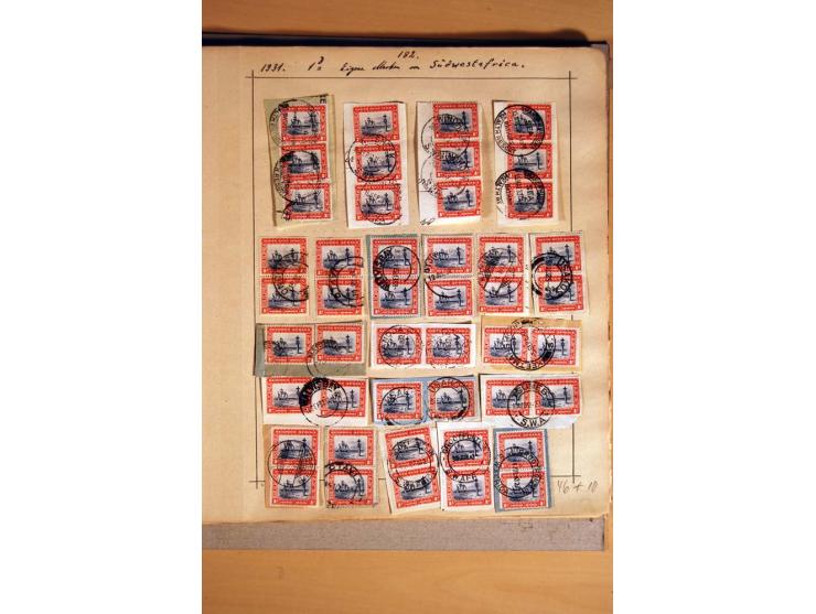 1915/20, Stempelsammlung der Mandatszeit mit einigen hundert Briefstücken und auch losen Marken, dabei viele bessere Stempel 