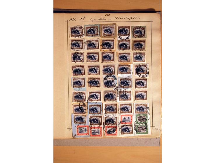 1915/20, Stempelsammlung der Mandatszeit mit einigen hundert Briefstücken und auch losen Marken, dabei viele bessere Stempel 