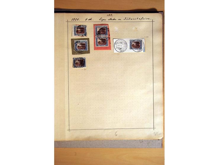 1915/20, Stempelsammlung der Mandatszeit mit einigen hundert Briefstücken und auch losen Marken, dabei viele bessere Stempel 