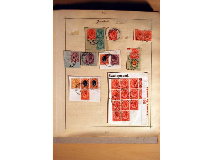 1915/20, Stempelsammlung der Mandatszeit mit einigen hundert Briefstücken und auch losen Marken, dabei viele bessere Stempel 
