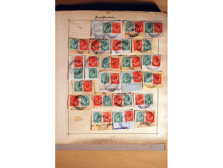 1915/20, Stempelsammlung der Mandatszeit mit einigen hundert Briefstücken und auch losen Marken, dabei viele bessere Stempel 