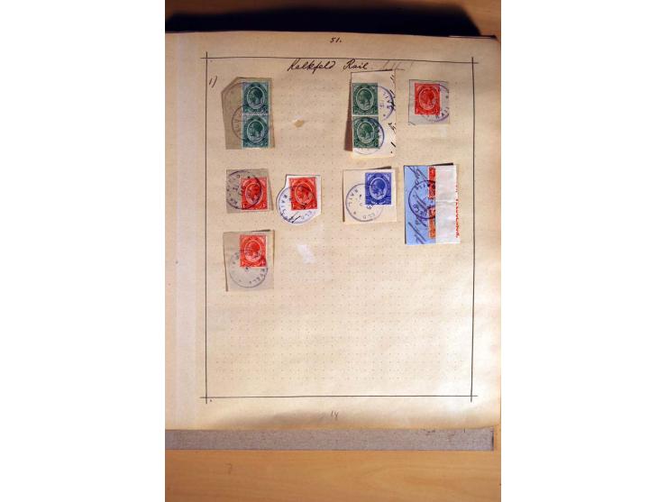 1915/20, Stempelsammlung der Mandatszeit mit einigen hundert Briefstücken und auch losen Marken, dabei viele bessere Stempel 