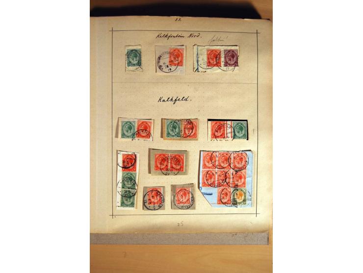 1915/20, Stempelsammlung der Mandatszeit mit einigen hundert Briefstücken und auch losen Marken, dabei viele bessere Stempel 