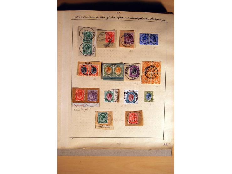 1915/20, Stempelsammlung der Mandatszeit mit einigen hundert Briefstücken und auch losen Marken, dabei viele bessere Stempel 