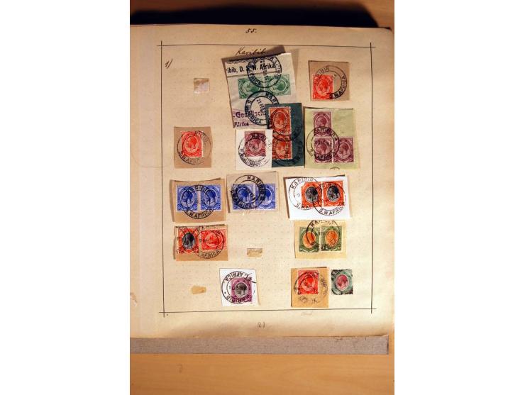 1915/20, Stempelsammlung der Mandatszeit mit einigen hundert Briefstücken und auch losen Marken, dabei viele bessere Stempel 