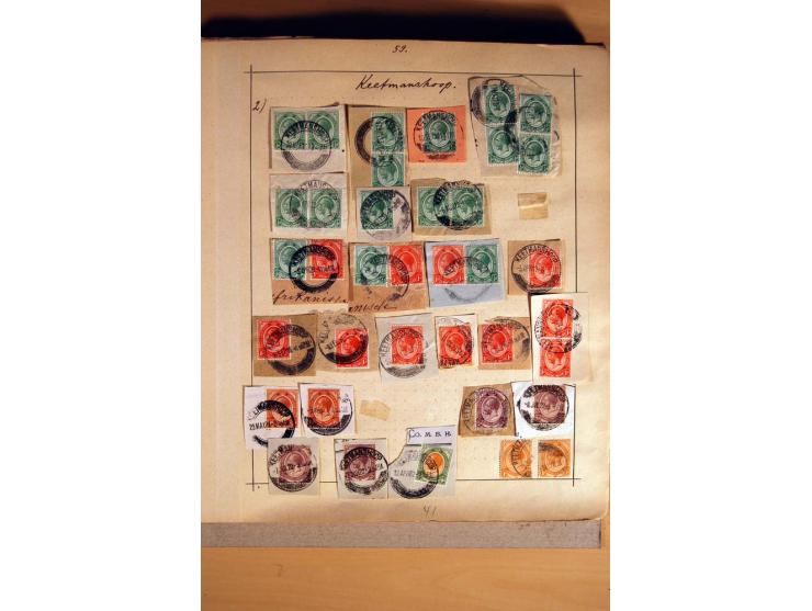 1915/20, Stempelsammlung der Mandatszeit mit einigen hundert Briefstücken und auch losen Marken, dabei viele bessere Stempel 