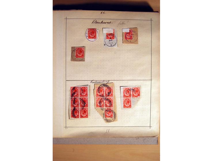 1915/20, Stempelsammlung der Mandatszeit mit einigen hundert Briefstücken und auch losen Marken, dabei viele bessere Stempel 