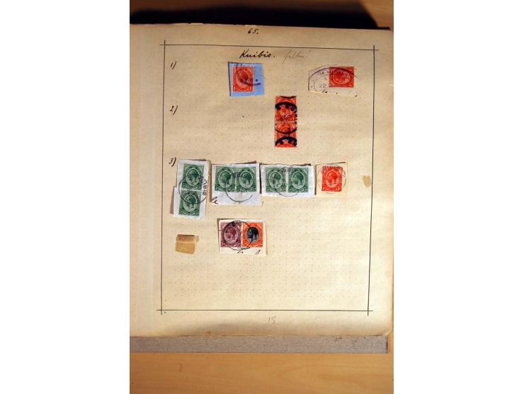 1915/20, Stempelsammlung der Mandatszeit mit einigen hundert Briefstücken und auch losen Marken, dabei viele bessere Stempel 